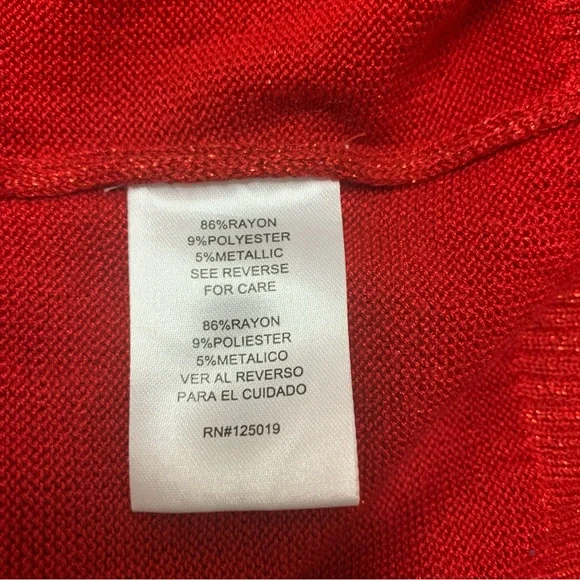 Joseph A. Turtleneck Sweater Women’s XL Red Metallic Stretch Light Weight - Picture 7 of 8
